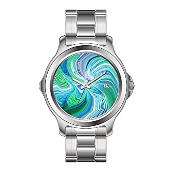 【中古】【インポート品・未当てはめる】FDCクリスマス差し上げ物Watchesメンズ流行り物Japanese Quartz Dateステンレススチールブレスレットウオッチ抽象化Angel Watchレトロモダン