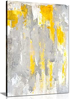 【中古】【輸入品・未使用】コンテンポラリー・アブストラクト グレー&イエロー絵画 キャンバス ウォールアート ピクチャー・プリント (76.2x50.8cm)