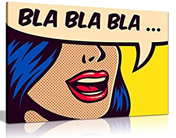 【中古】【輸入品・未使用】Modern Pop Art Girl Bla Bla キャンバス ウォールアート ピクチャープリント (24x16)