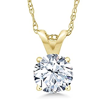 【中古】【輸入品・未使用】Gem Stone King 1.20カラット シンセティック ホワイトサファイア ネックレス ペンダント 14金 イエローゴールド(K14) 76,826円