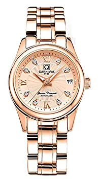 【中古】【インポート品・未当てはめる】カーニバルWomen \u0027s Watches自動小銃機械類心地好いLuminous雨合羽暦ウオッチ
