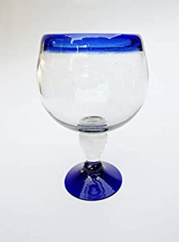 【中古】【インポート品・未当てはめる】メキシカン吹き硝子 エビ カクテル シャベラ 水呑み 青緑色リム (6個書き割り)