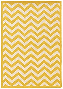 【中古】【輸入品・未使用】Linon rug-sh0457シルエットChevron 5?x 7、イエロー、5?' X 7?'