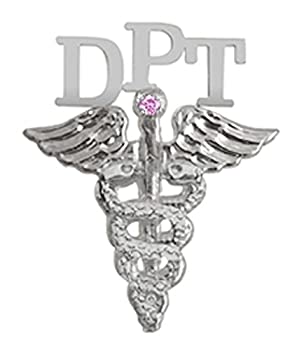 【中古】【インポート品・未当て嵌める】Doctor of Physical Therapy DPT ラペルいの一番 しろがね色にさくら色サファイア付き添い人 その他-ジュエリー・アクセサリー