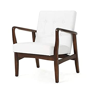 【中古】【インポート品・未当てはめる】GDF Studio Conrad Mid Century Modern Arm Chair Faux Leather (White) 141［並行輸入］