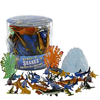 【中古】【輸入品・未使用】Sharks and Deep Sea Creatures Action Figure Bucket - Huge 41 Piece Set