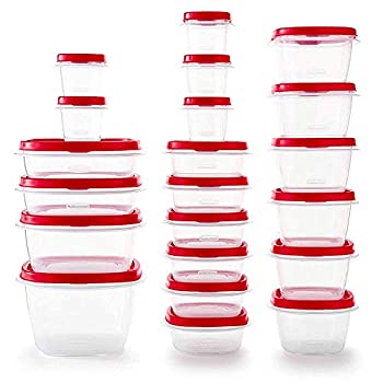 【中古】【輸入品・未使用】Rubbermaid (ラバーメイド) - 2063704 見つけやすい 通気口付き蓋 食品保存容器 21個セット (合計42個) レーサーレッド