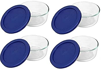 【中古】【輸入品・未使用】(2-Cup (Pack of 4)%ｶﾝﾏ% blue) - Pyrex Storage 2 Cup Round Dish%ｶﾝﾏ% Clear with Blue Lid%ｶﾝﾏ% Pack of 4 Containers