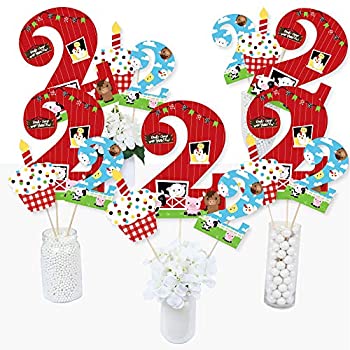 【中古】【輸入品・未使用】2歳の誕生日 ファームアニマル - バーンヤードセカンドバースデーパーティー センターピーススティック - テーブルトッパー - 15個セット
