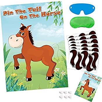 【中古】【輸入品・未使用】Hokic Pin The Tail On The Horse Game 女の子/子供の誕生日パーティーデコレーション 馬がテーマの誕生日パーティー用品 大きな馬のポスター テ