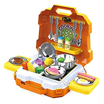 Joyin 35ピース 子供用 ごっこ遊び キッチン おもちゃキット 調理器具用具 おもちゃ 食べ物 鍋 フライパン 学校 教室 ご褒美 シェフ ロー 定番人気