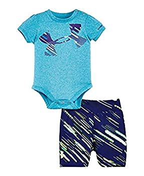 【中古】【輸入品・未使用】Under Armour Baby Girls' Bodysuit and Short Sets (Bold Aqua (44)/Purple/Bold Aqua%ｶﾝﾏ% 3-6 Months Combo Infant)