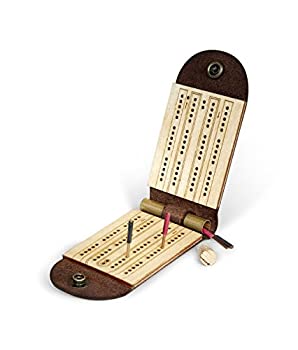 【中古】【輸入品・未使用】Walnut Studiolo Travel Cribbage Board Birch Plywood with Dark Brown Leather|スカイマーケットプラス