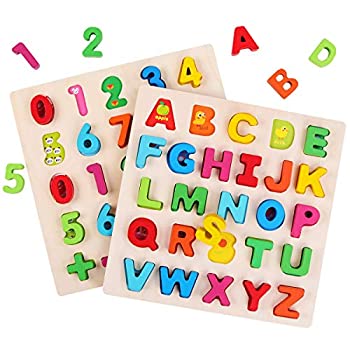 【中古】【輸入品・未使用】GEMEM 木製アルファベットパズル 大文字と数字パズル 教育学習ブロック ボード おもちゃ 3歳以上、幼稚園児 男の子 女の子 幼児 2個パック