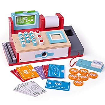 【中古】【輸入品・未使用】Bigjigs Toys Wooden Shop Till with Scanner%カンマ% Grocery Checkout Till - Pretend Play and Role Play for Children|スカイマーケットプラス