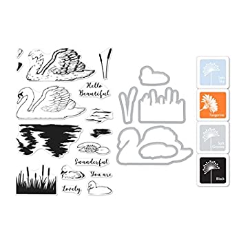 【中古】【輸入品・未使用】Hero Artsカラー重ね着SwanバンドルClearラバースタンプセットDie Set &スタンプパッドセット( sb187?)