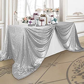 【中古】【輸入品・未使用】Lann's Linens 90インチ x 132インチ ブラックスパンコールテーブルクロス キラキラ長方形テーブルクロス ウェディングパーティー 宴会用