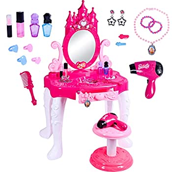 【中古】【輸入品・未使用】(キディプレイ) Kiddie Play ごっこ遊び用キッズバニティテーブル&イスのビューティプレイセット ファッション&メイクアップアクセサリーつ|スカイマーケットプラス