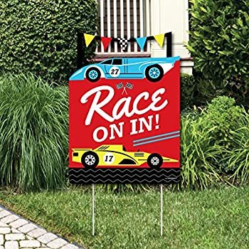 【中古】【輸入品・未使用】Big Dot of Happiness Let's Go Racing - レースカー - パーティーデコレーション - レースカー - 誕生日パーティーやベビーシャワー ウェルカム