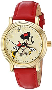 【中古】【輸入品・未使用】Disney Minnie Mouse Women's Gold Vintage Alloy Watch%ｶﾝﾏ% Red Leather Strap%ｶﾝﾏ% W002767｜スカイマーケットプラス