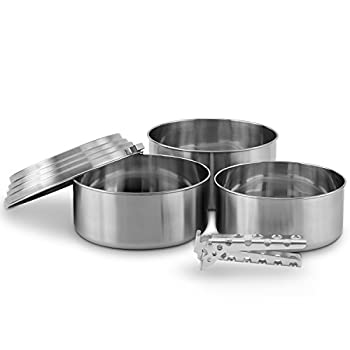 【中古】【輸入品・未使用】solostove　3 pot set 【ソロストーブ3ポットセット】　ソロストーブと相性！直火・炭火・熱に強いSUS304ステンレス製クッカー3点セット！取り外