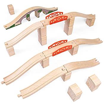 【中古】【輸入品・未使用】Bridge Bonanza デラックス列車トラックセット (22ピース) - レールブリッジ2本、レンガブリッジ2本、上昇トラック6本、ライザー木製トラック12|スカイマーケットプラス