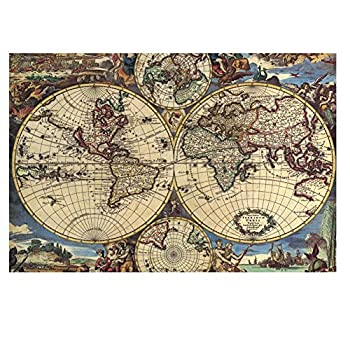 【中古】【輸入品・未使用】Queenie クリエイティブ 1000ピース 古代地図 世界 地球儀 惑星 抽象アート写真 クリスマス 誕生日 DIYギフト 木製ジグソーパズル 完成サイズ 30