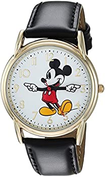 【中古】【輸入品・未使用】DISNEY Men's Mickey Mouse Analog-Quartz Watch with Leather-Synthetic Strap%ｶﾝﾏ% Black%ｶﾝﾏ% 18 (Model: WDS000405)｜スカイマーケットプラス
