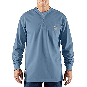 【中古】【輸入品・未使用】Carhartt Men's Flame Resistant Force Cotton Long Sleeve Henley%ｶﾝﾏ%Medium Blue%ｶﾝﾏ%Large｜スカイマーケットプラス