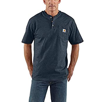 【中古】【輸入品・未使用】Carhartt 男性用中量ジャージー生地 ヘンリーネック ポケット付き半袖作業着 オリジナルフィット US サイズ: L カラー: ブルー