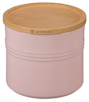 【中古】【輸入品・未使用】アメリカのLe Creuset Stoneware 5?1?/ 2?%ﾀﾞﾌﾞﾙｸｫｰﾃ%キャニスターwith木製蓋 1 1/2 quart ホワイト 598665-PG1518-1416
