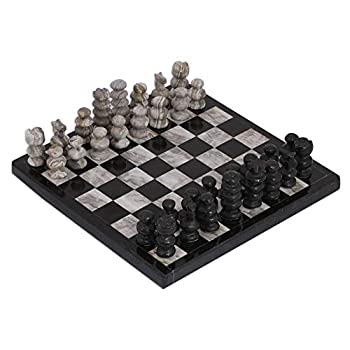 【中古】【輸入品・未使用】NOVICA チャレンジマーブルチェスセット ブラック グレー 7.5