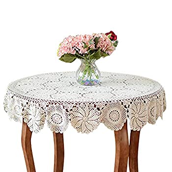 【中古】【輸入品・未使用】(150cm Round (Beige)) - Ustide 150cm Round Crochet Tablecloth Beige Cotton Lace Table Doily Table Overaly｜スカイマーケットプラス