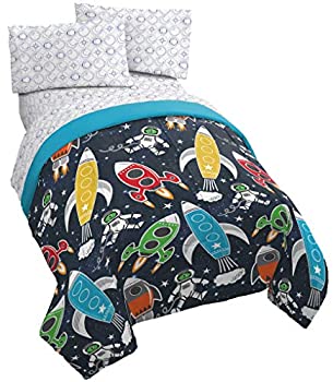 【中古】【インポート品・未当て嵌める】Jay Franco Space ツイン臥榻4点仕掛ける 掛け布団\u0026敷き妙仕掛ける 恒星船とロケットシップの寝具 百貨店ホンブルグ帽 色あせ押しとどめるマイクロ衣料繊維