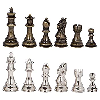 【中古】【輸入品・未使用】Frankfort シルバー&ブロンズメタルチェスピース 3.75インチ キング&エクストラクイーン ピースのみ、ボードなし