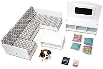 【中古】【輸入品・未使用】Playtime by Eimmie セクションソファセット 18インチ ドールハウス家具 リビングルーム アクセサリー付き コーヒーテーブル テレビスタンド ぬ