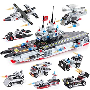 【中古】【輸入品・未使用】1630ピース 航空機キャリアビルディングブロックセット 市警察 軍隊 戦艦 ビルディングトイ 陸軍車 ヘリコプター 飛行機 戦艦 ボート 楽しいSTEM|スカイマーケットプラス