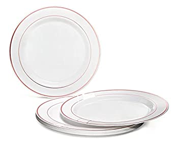 【中古】【インポート品・未当て嵌める】OCCASIONS 40枚容器に並べる 朦々たる 使い捨て 華燭の典寄りあい 可塑性物質一皿 (10.5in 晩さん会一皿 白いこと\u0026サクラ色ゴールド縁)
