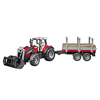 【中古】【輸入品・未使用】Bruder-Bruder-2046マッセイファーガソン7480トラクターフォークと木製輸送用トレーラー、2046、赤