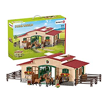 【中古】【輸入品・未使用】シュライヒ ファームワールド 大きな厩舎プレイセット(馬付き) フィギュア 42195