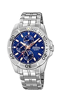 【中古】【インポート品・未当て嵌める】ステンレス鋼鋼の革紐F20445 / 5が付いているFestinaメンズ多文字盤の石英ウオッチ