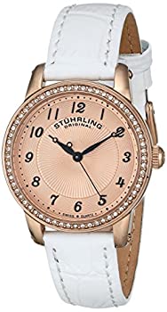 【中古】【インポート品・未当て嵌める】Stuhrling Original Women \u0027s 651.03?Symphony Swiss Quartz Crystal Bezel Whiteなめし革Watch