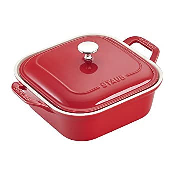 【中古】【輸入品・未使用】STAUB Ceramics 正方形カバー ベーキング皿 9x9インチ チェリー