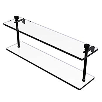 【中古】【輸入品・未使用】(Matte Black) - Allied Brass FT-2/22-BKM 60cm Double Glass Shelf