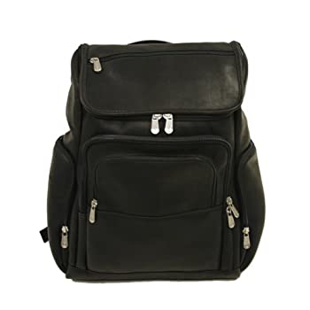 【中古】【インポート品・未当て嵌める】Piel Leather 2834-BLK Multi-Pocket Laptop Backpack - Black