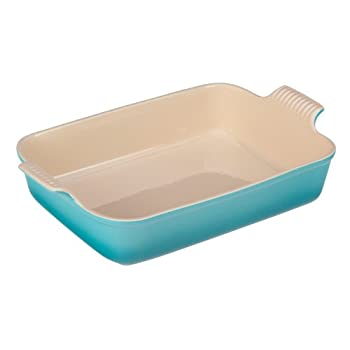 【中古】【輸入品・未使用】Le Creuset ストーンウェア ヘリテージ長方形皿、4クォート(12インチ x 9インチ)、カリビアン