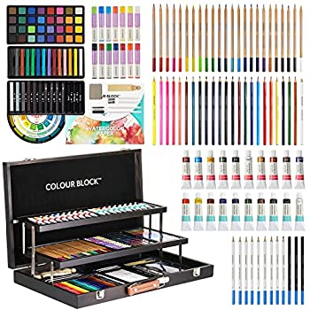 【中古】【輸入品・未使用】(181 pc All Media Wooden Case Set) - COLOUR BLOCK Deluxe 181 Piece Mixed Media Art Set in Wooden Case%カンマ% with Soft & Oil Pastels%カンマ%
