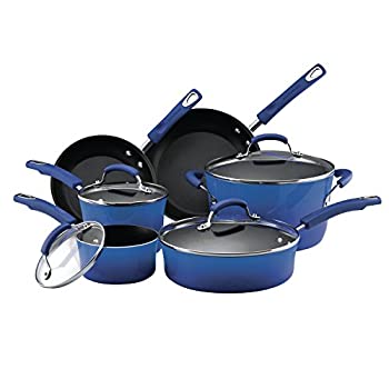 【中古】【輸入品・未使用】Rachael Ray (レイチェル レイ) 磁器エナメル II テフロン加工 10ピース 調理器具セット [並行輸入品] (Blue Gradient)