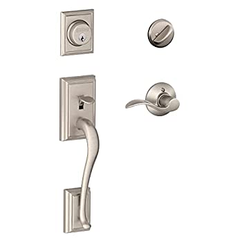 【中古】【輸入品・未使用】Schlage F60 V ADD 619 ACC アディソン フロントエントリーハンドルセット アクセントレバー付き デッドボルト 片側鍵付き サテンニッケル