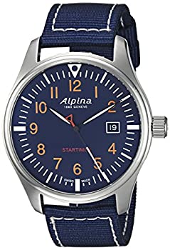 【中古】【インポート品・未当て嵌める】Alpina メンズ \u0027スマートタイマー\u0027 スイスクォーツ ステンレス鋼スチール写真とナイロン 心地よいウォッチ 色合い:青色 (青写真: AL-240N4S6)